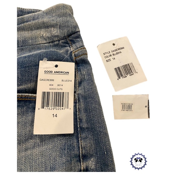 Good American “Good Cuts” Distressed Straight Leg Jeans, Size 14, NWT - Picture 4 of 10